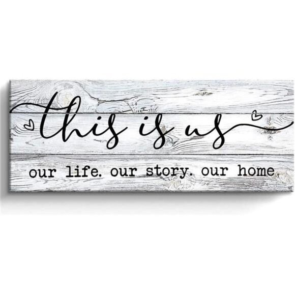 Other - This Is Us Sign Canvas Wall Decor, Rustic Farmhouse Wall Decoration Accent, Canv